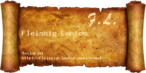 Fleissig Lantos névjegykártya